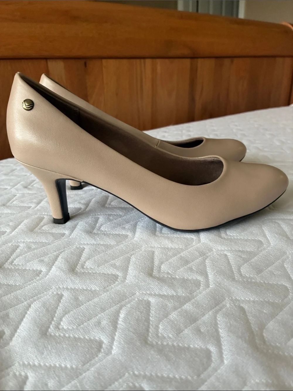 Life Stride Beige Mid Heel Pump - Classic Neutral Women's Shoes